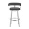 Armen Living Cohen 26" Gray Faux Leather and Brushed Stainless Steel Swivel Bar Stool 721535762163 - alternate 6